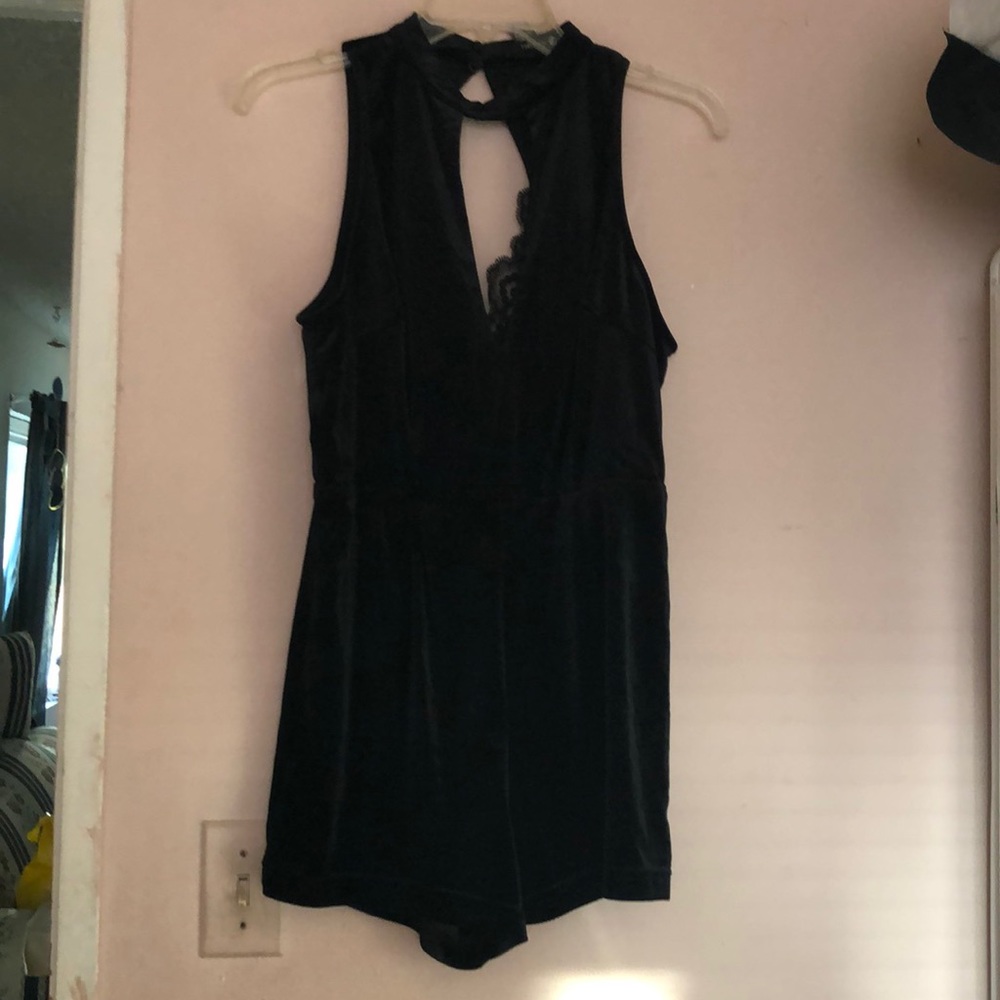 Black velvet romper